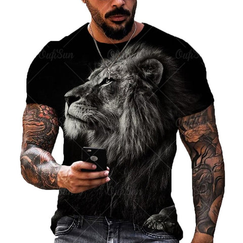 T-Shirt Tête de Lion Fond Noir