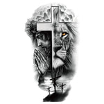 Tatouage Éphémère Tête de Lion Et Jésus Christ