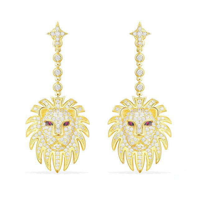 Boucles D'Oreilles Anciennes - Bakélite, Tête De Lion, Perle - Tige 925 - Occasion