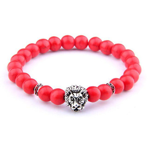 Bracelet Perles Lion Rouge
