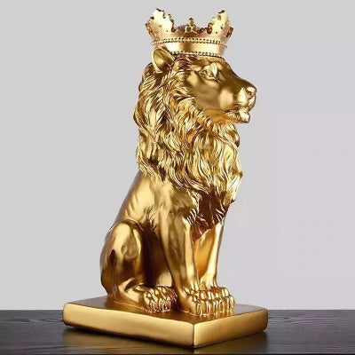 Statue Lion Couleur Doree