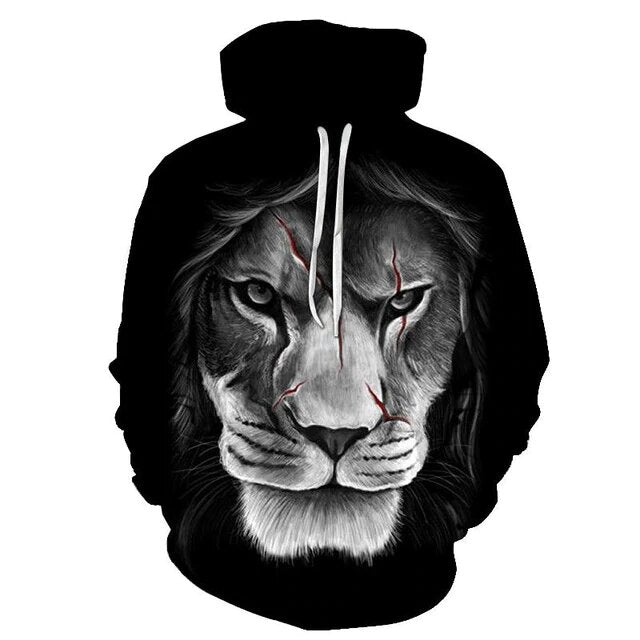 Sweatshirt Homme Femme Avec Visage De Lion Coloré - Noir, Coupe Classique, 241 G - 9