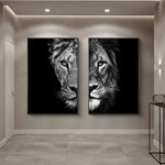 Tableau Lion Lionne Noir et Blanc
