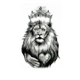 tatouage ephemere lion avec couronne